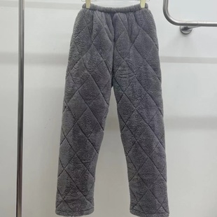 冬天婆婆加绒加厚睡裤女中老年冷库珊瑚绒夹棉裤子妈妈抗寒保暖裤