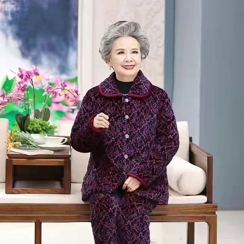 冬季婆婆加厚棉衣棉裤加肥加大码