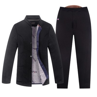 冬季爸爸三层加厚驼绒棉袄睡衣男