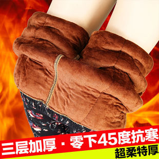 冬天妈妈三层加厚护腰棉裤老年人保暖驼绒睡裤女婆婆蓄热防寒花裤