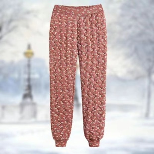 老太太高腰保暖裤 冬季 女老人加绒加厚棉裤 外穿居家睡裤 子 奶奶花裤