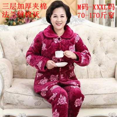 中老年保暖珊瑚绒夹棉衣加厚冬装