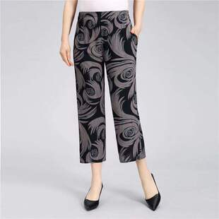 婆婆外穿八分裤 长裤 女夏舒适耐用纯棉绸妈妈休闲时尚 中老年九分裤