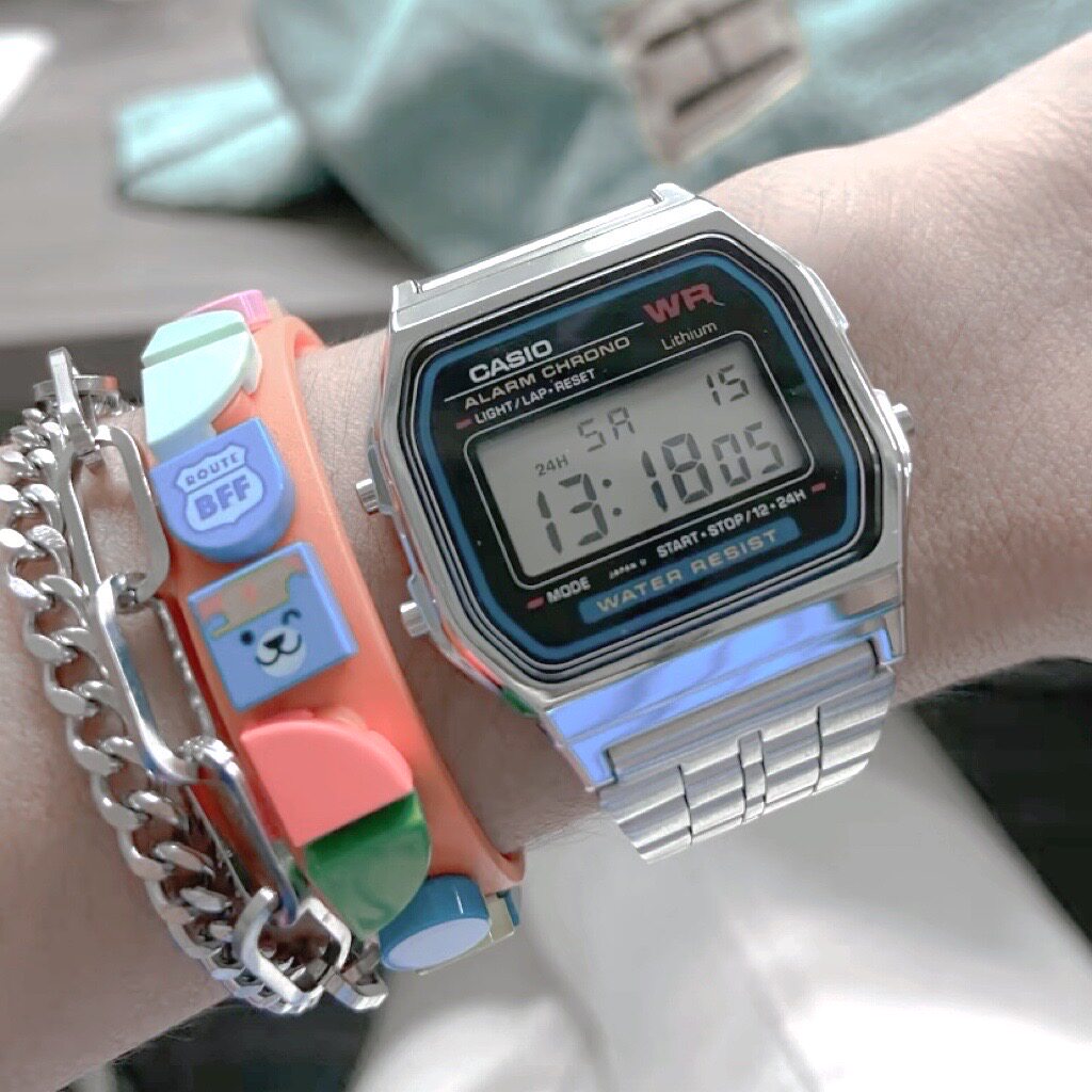 卡西欧casio情侣学生腕表a158wa小银块防水ins风复古小方块电子表