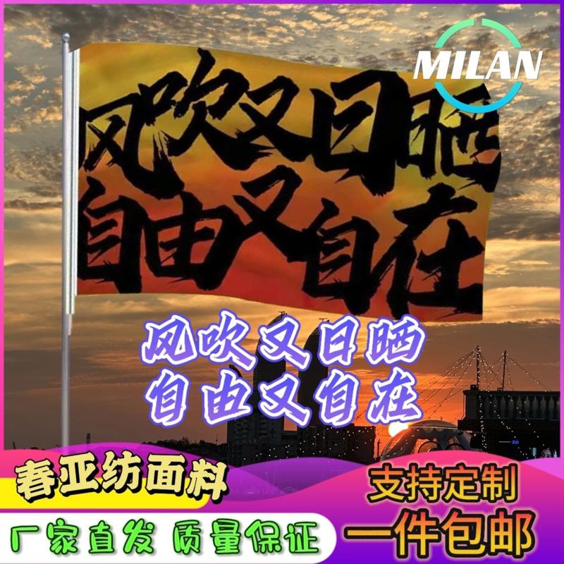 风吹又日晒自由又自在登山旗子武功山爬山旗帜网红旗音乐节旗定制