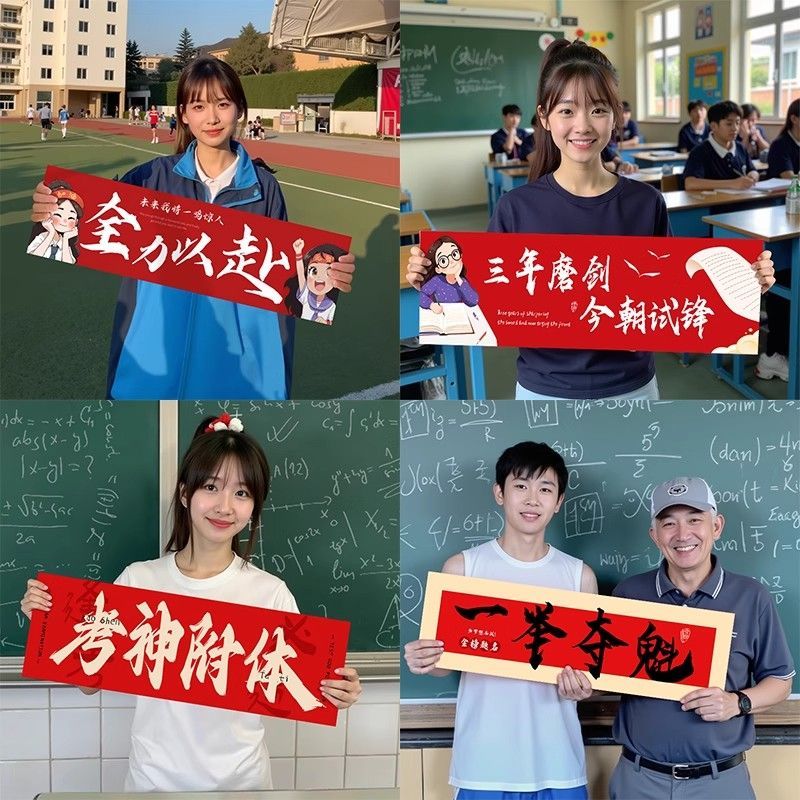 高考手幅中考拍照百日誓师加油手持横幅装饰布道具加油励志条幅布