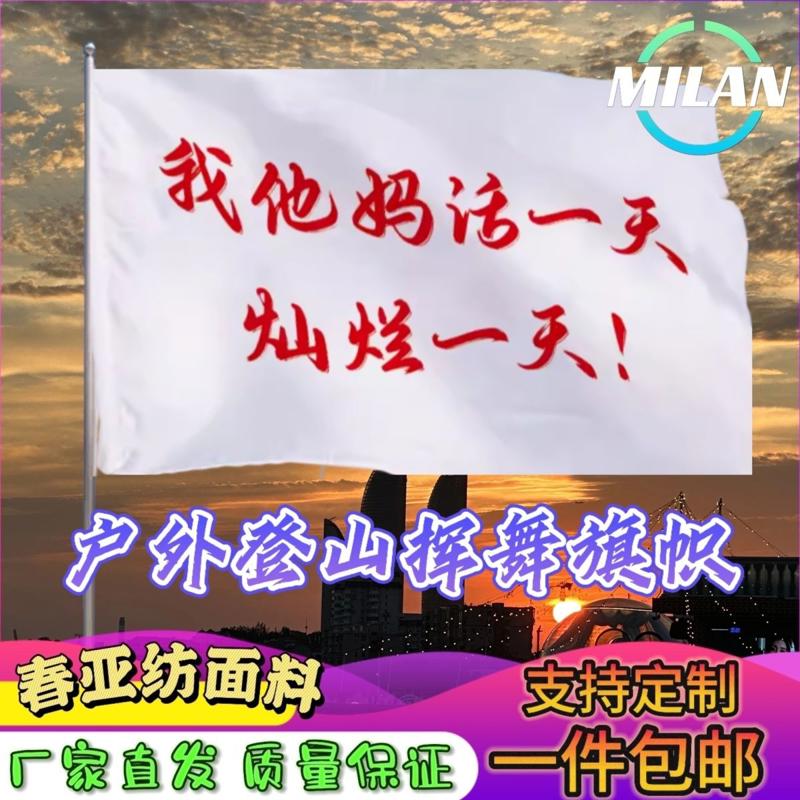 我他妈活一天灿烂一天旗子定做登山大旗音乐节手摇旗定制文案