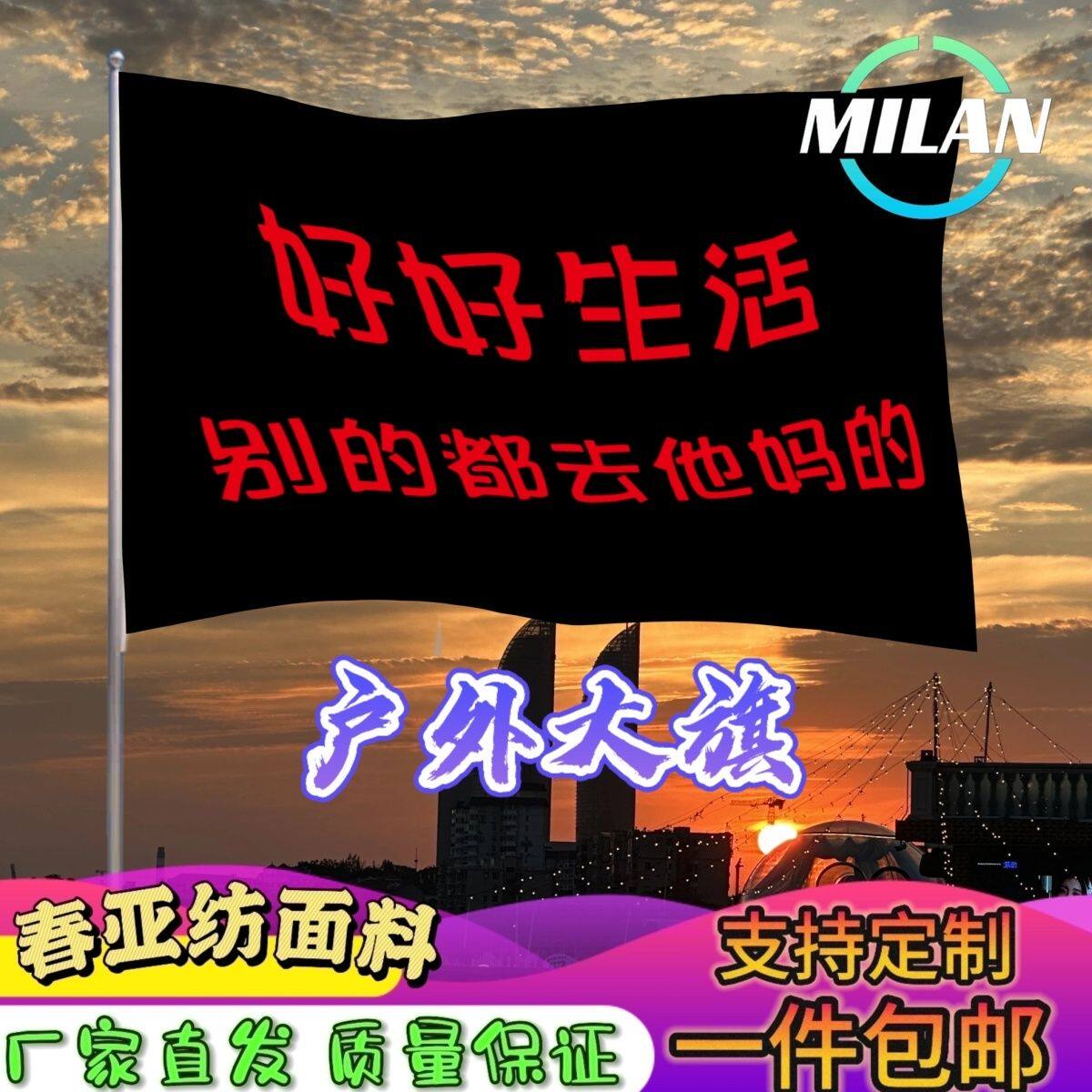 去他妈的大旗定制文案 摇滚音乐节旗帜 显眼包爬山手摇旗