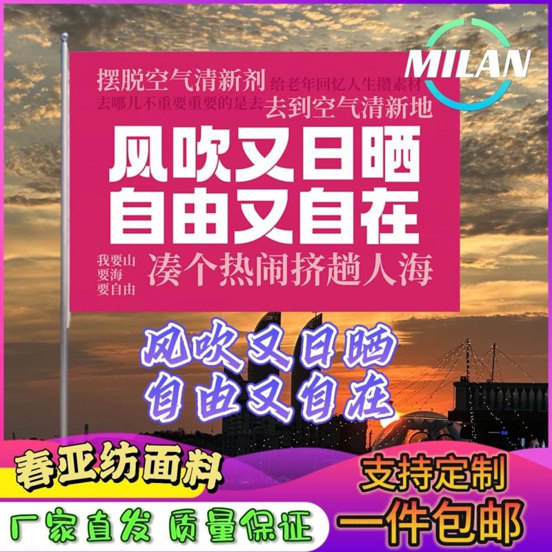 风吹又日晒自由又自在登山旗子武功山爬山旗帜网红旗音乐节旗定制