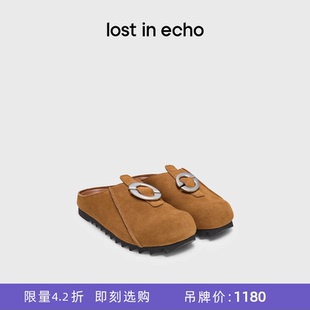 lost 王佑硕同款 断码 女 echo时尚 休闲小羊皮包头扣饰勃肯鞋