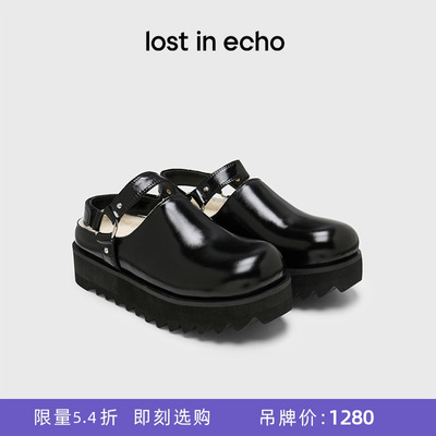 [断码]lost in echo加绒外穿厚底增高真皮勃肯拖鞋女