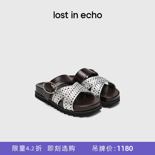 lostinecho交叉条带镂空勃肯拖