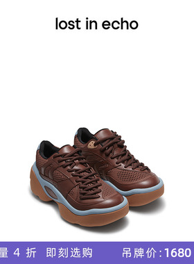 lost in echo时尚复古扭转鞋面网布异形厚底增高休闲时装运动鞋女