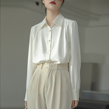 长袖 醋酸女士衬衫 上衣职业设计感气质宽松通勤白衬衣 新款 2024春装