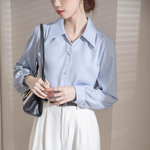 纯色雪纺衫 2025实拍秋装 韩版 长袖 OL职业通勤气质纯色上衣女 新款