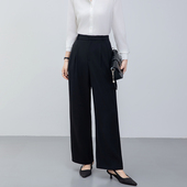 子职业垂感休闲西裤 高腰通勤黑色西装 春秋面试直筒阔腿裤 女长裤 裤