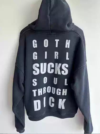 In-Stock Independent Brand Erd Melancholic Rich Kid Goth Girl Washed Hoodie Sweatshirt with Letter Print
