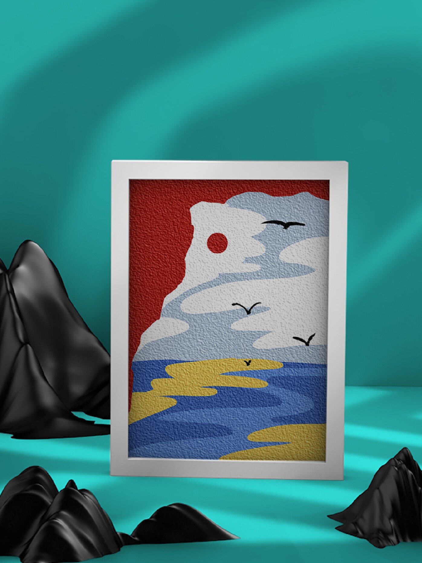 时匠|纸浆画风景画手工制作diy材料包风景创意装饰画数字填色玩具