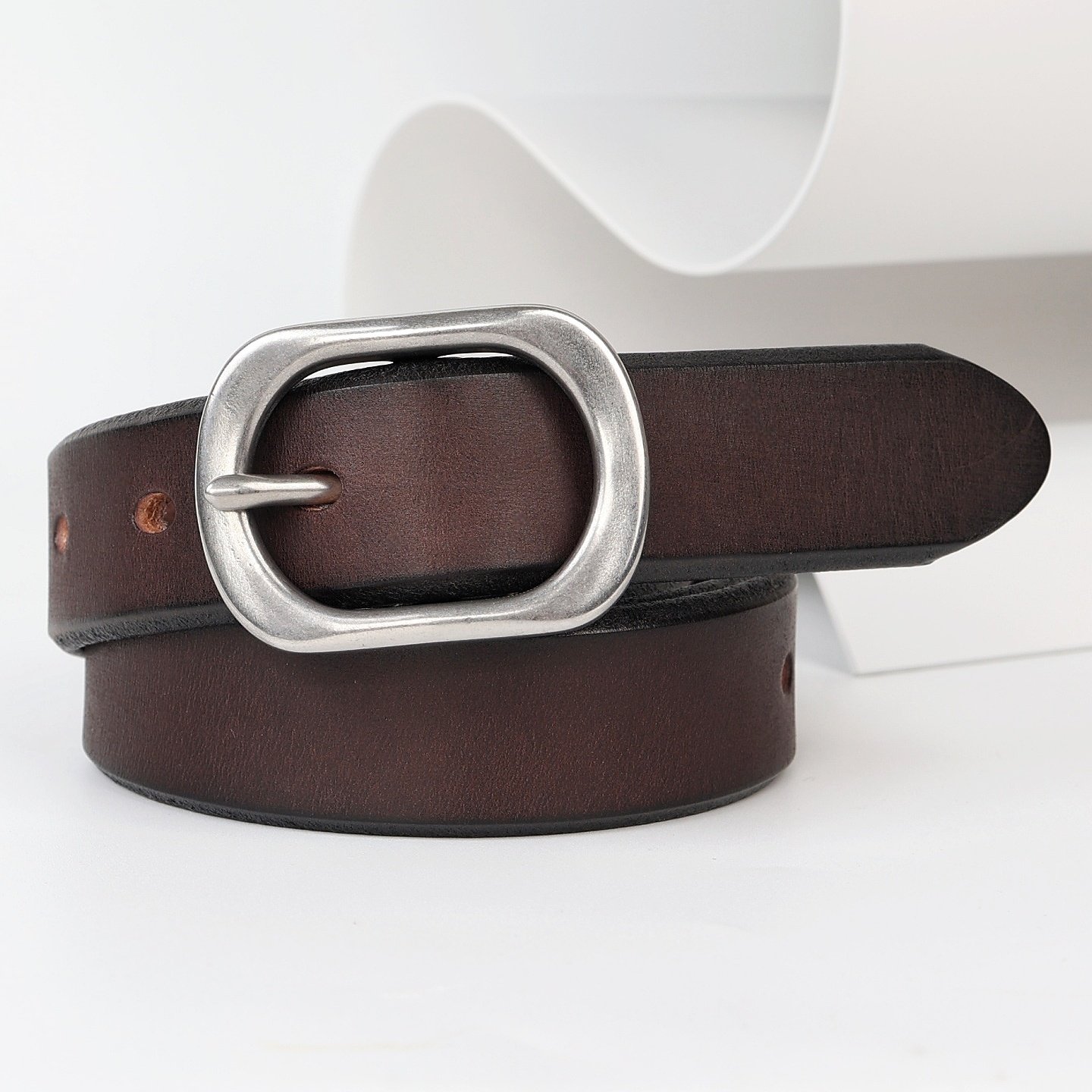 头层牛皮皮带女士真皮男士牛仔裤百搭休闲韩版针扣时尚腰带简约