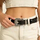 带复古时尚 饰简约百搭裤 潮雕花腰带 欧美范黑真皮皮带女装 明星同款