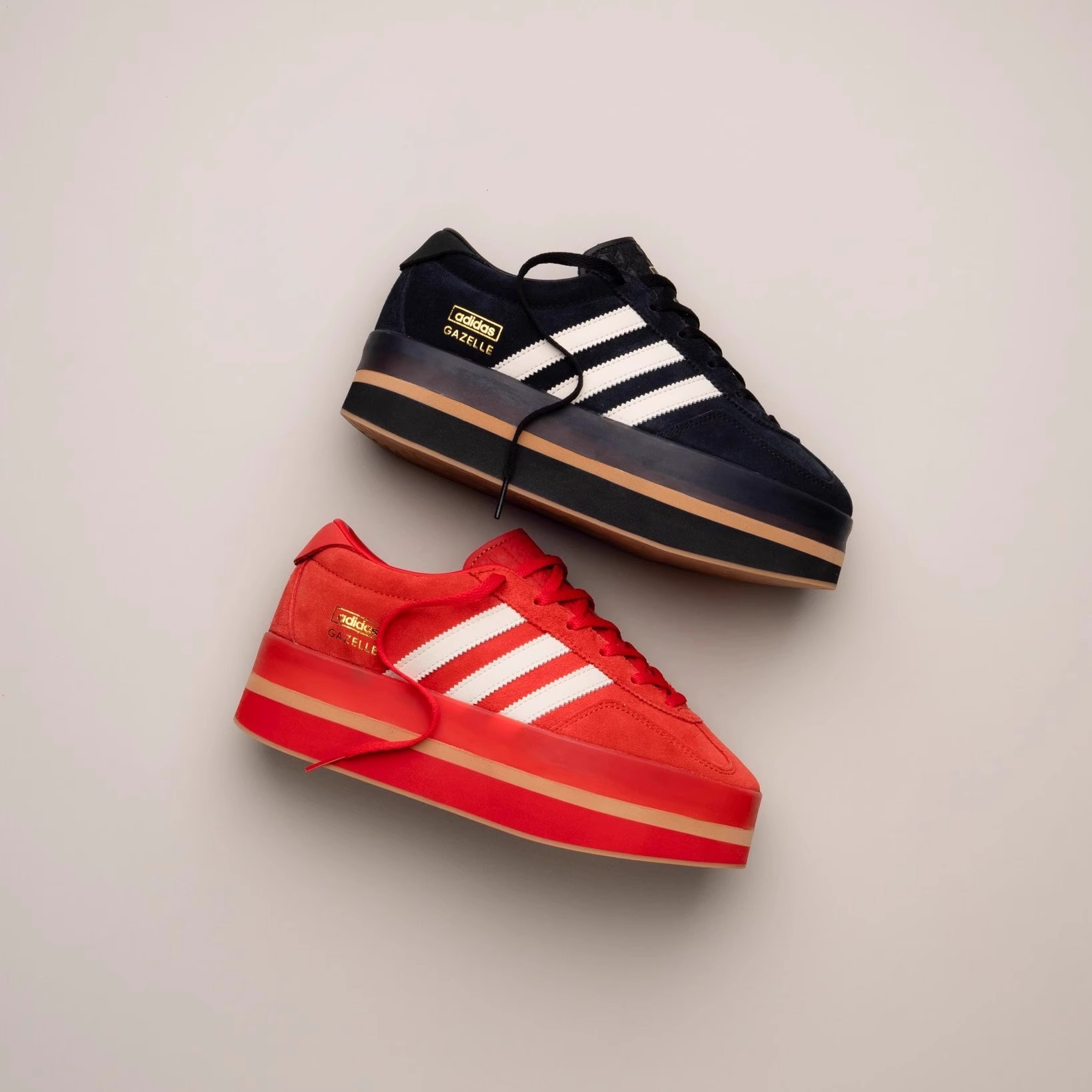 Adidas阿迪达斯厚底增高红黑板鞋