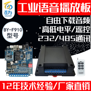 F910 串口语音模块播放板工业232 485遥控MP3音频播报声音提示