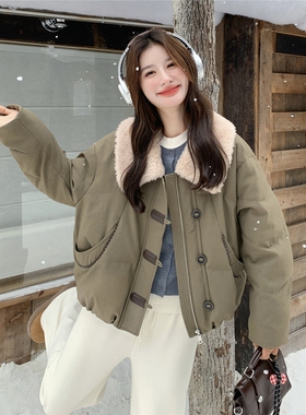 新款90绒现货羊羔毛拼接羽绒服2971937P285K418