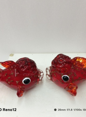 淄博琉璃琉璃工艺品摆件金鱼桌面客厅鱼缸水族造景装饰