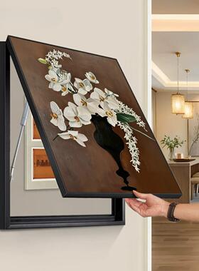 中古风电表箱装饰画法式复古配电箱遮挡电闸2026新款餐厅竖款挂画