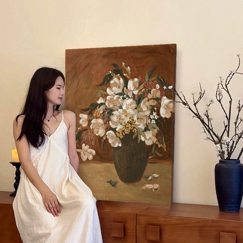 中古风花卉客厅沙发背景墙装饰画法式玄关斗柜摆画挂画美拉德壁画,家居饰品,现代装饰画,淘宝优惠券,粉丝福利购,淘宝优惠卷