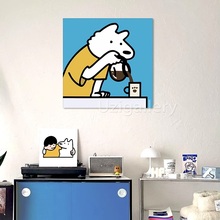 网红同款倒咖啡的蓝色小狗装饰画卧室背景墙挂画鞋架斗柜摆画壁画