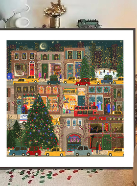 冬灯圣诞节客厅装饰画玄关斗柜摆画新年礼物氛围布置卧室床头挂画