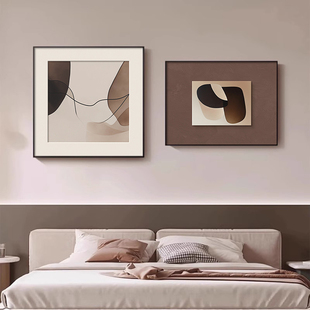 现代简约客厅餐厅装饰画抽象艺术卧室床头挂画轻奢高级感双联壁画