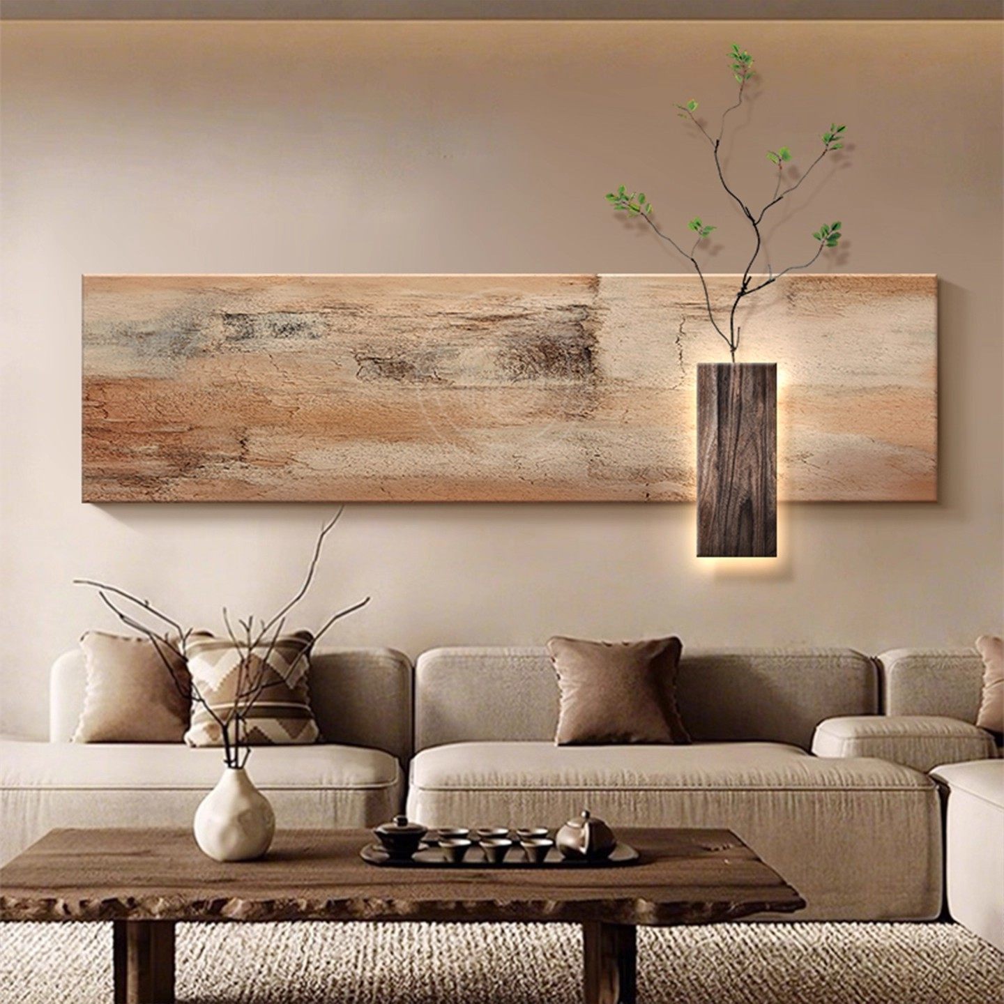 侘寂风客厅沙发背景墙装饰画抽象肌理卧室床头挂画中古风茶室壁画,家居饰品,现代装饰画,淘宝优惠券,粉丝福利购,淘宝优惠卷