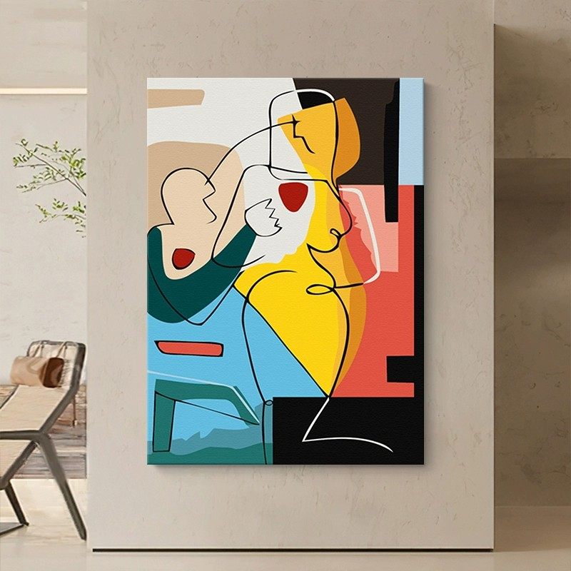 毕加索艺术客厅装饰画意式抽象沙发背景墙壁画多巴胺玄关过道挂画,家居饰品,现代装饰画,淘宝优惠券,粉丝福利购,淘宝优惠卷