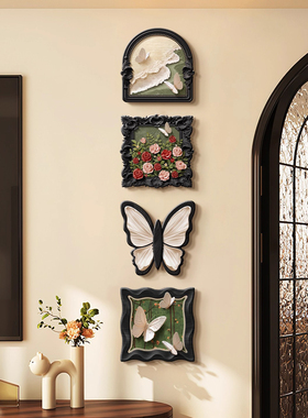 中古风法式玫瑰玄关装饰画入户正对门挂画复古客厅电视背景墙壁画