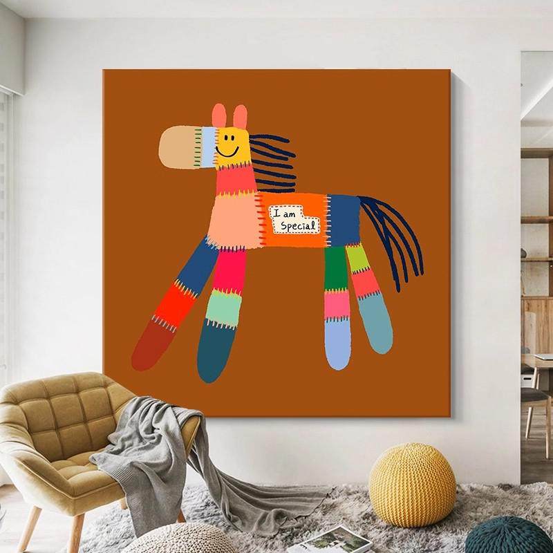 缤纷小马多巴胺客厅沙发背景墙装饰画小众艺术玄关挂画高级感壁画,家居饰品,现代装饰画,淘宝优惠券,粉丝福利购,淘宝优惠卷