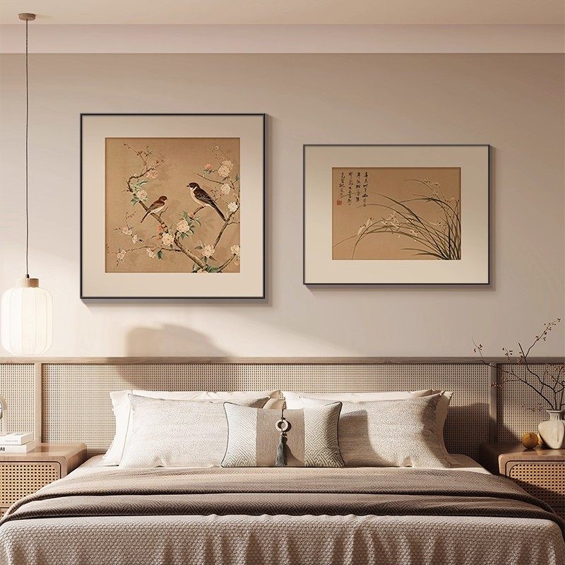 宋代美学卧室床头装饰画新中式花鸟餐厅餐桌背景墙挂画高级感壁画,家居饰品,现代装饰画,淘宝优惠券,粉丝福利购,淘宝优惠卷