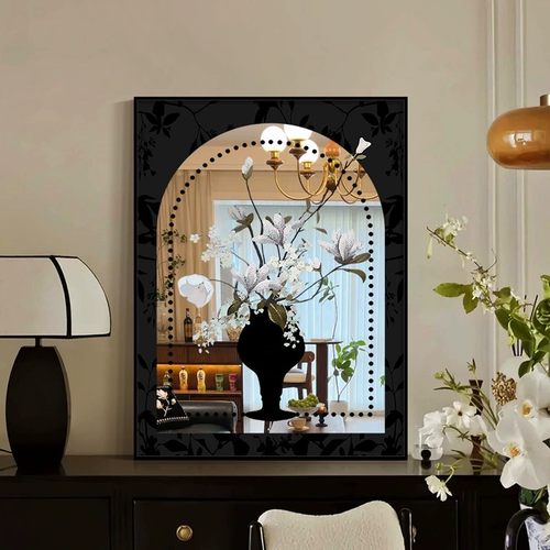 KC中古风卧室客厅花卉镜子装饰画