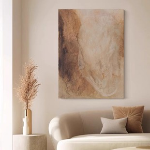 侘寂中古风客厅装饰画抽象肌理沙发背景墙挂画原木风艺术玄关壁画