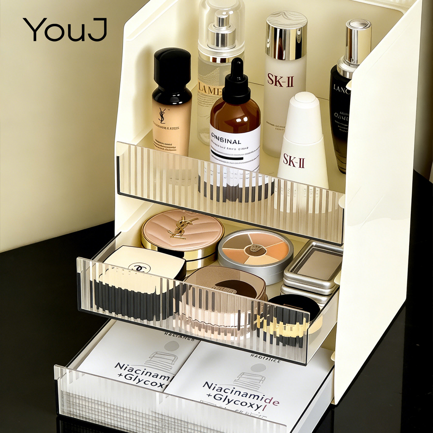 台面化妆品置物架高级感桌面梳妆台护肤品收纳盒抽屉式防尘整理盒,收纳整理,桌面收纳盒,淘宝优惠券,粉丝福利购,淘宝优惠卷