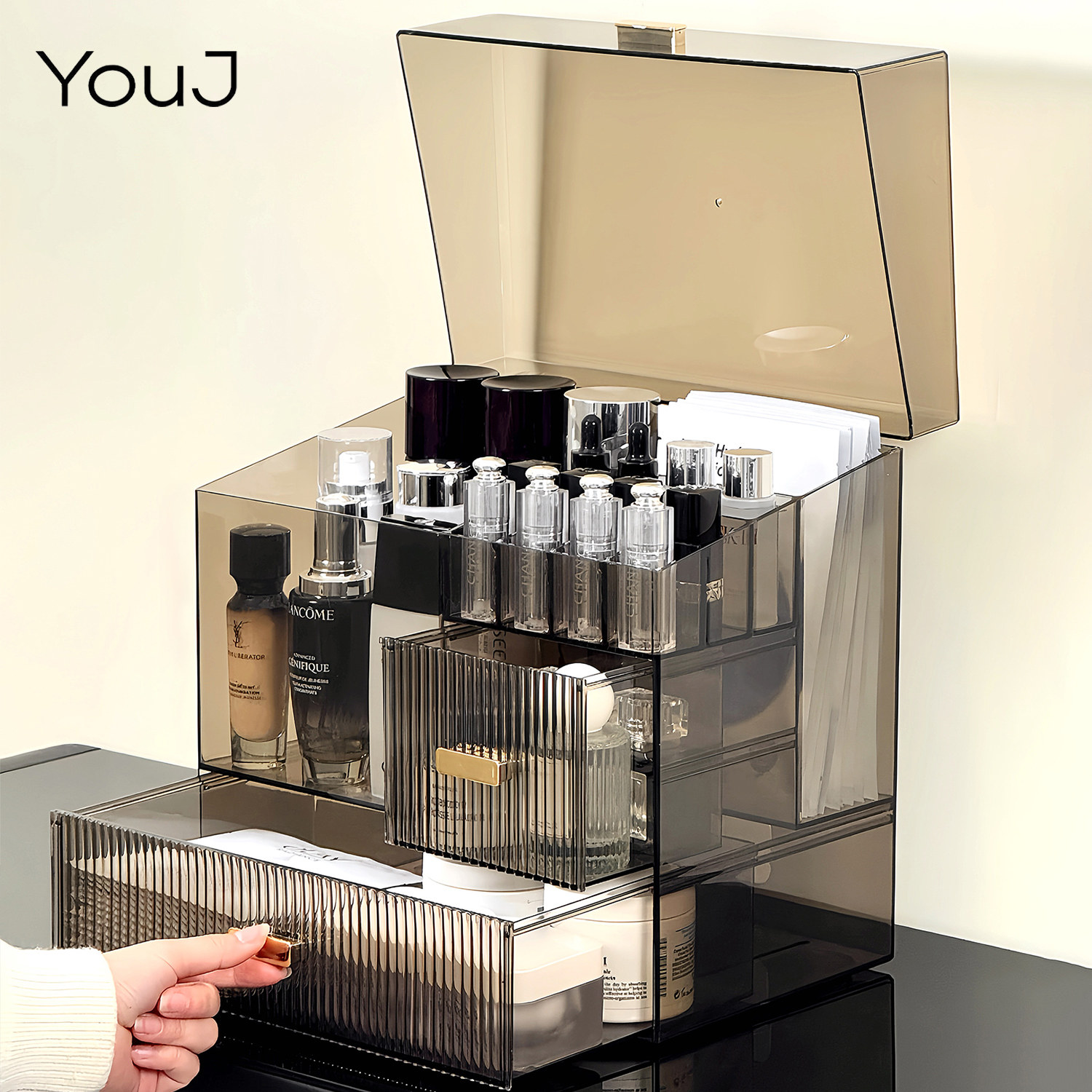 透明化妆品收纳盒大容量防尘桌面抽屉式梳妆台高级感护肤品置物架,收纳整理,桌面收纳盒,淘宝优惠券,粉丝福利购,淘宝优惠卷