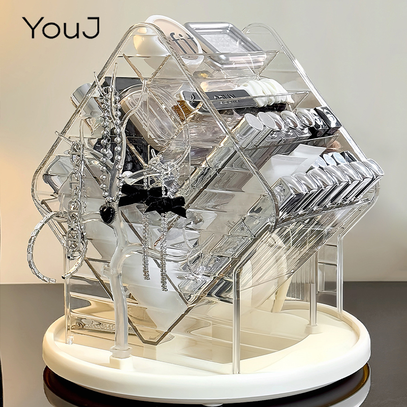 桌面化妆品收纳盒可旋转化妆刷