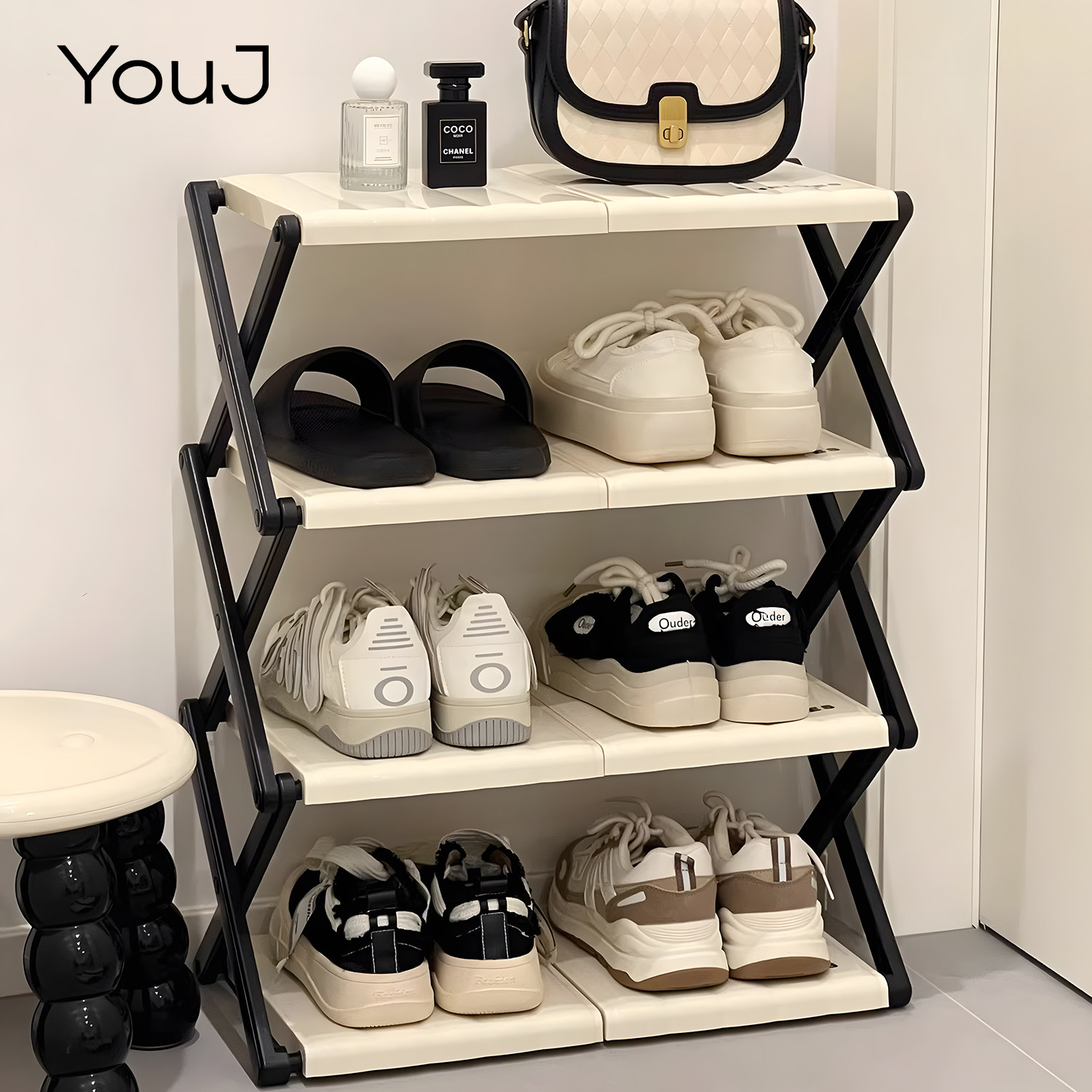 简易折叠鞋架子家用门口多层2025新款出租房用小窄免安装防尘鞋柜,住宅家具,折叠/组合鞋架,淘宝优惠券,粉丝福利购,淘宝优惠卷