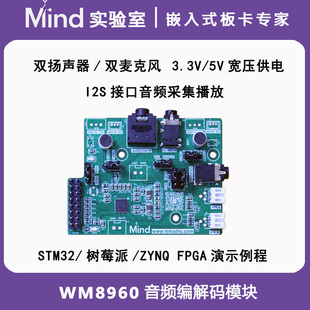 WM8960音频编解码 STM32树莓派FPGA 模块双麦克风双扬声器I2S接口