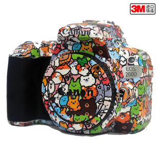 适用于佳能200D一代机身微单美保护迷彩磨砂碳纤3M贴纸本膜贴贴膜