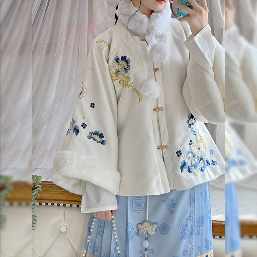 明制汉服女2023新款成人 秋冬季改良马面裙套装加厚仙气古装袄裙