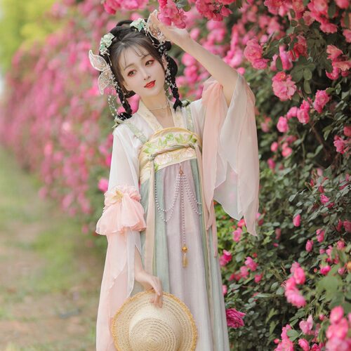 唐制齐胸襦裙汉服女2024新款春夏季成人 改良中国风飘逸仙气古装