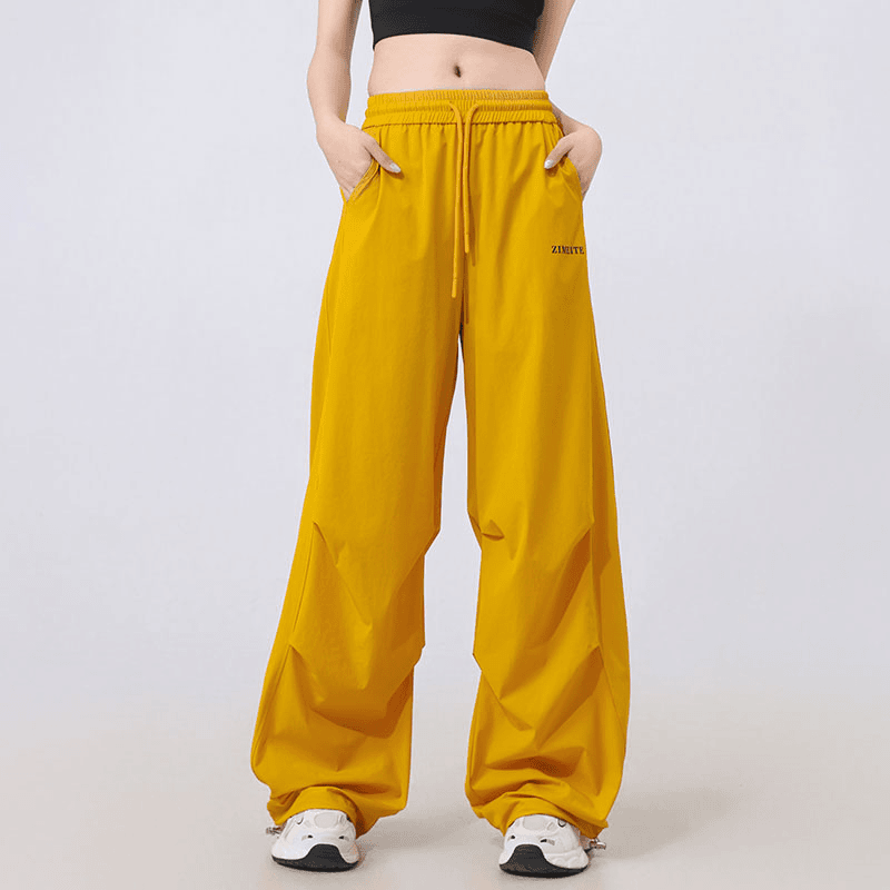 夏健身裤女棉透气宽松阔腿伞兵裤