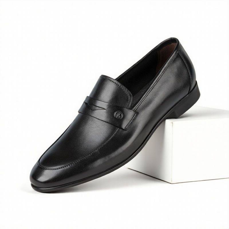 J.BENATO宾度男鞋简约时尚一脚蹬皮鞋百搭商务潮流圆头舒适乐福鞋